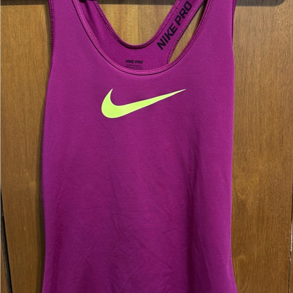 Nike Purple Tank Top with Lime Swoosh